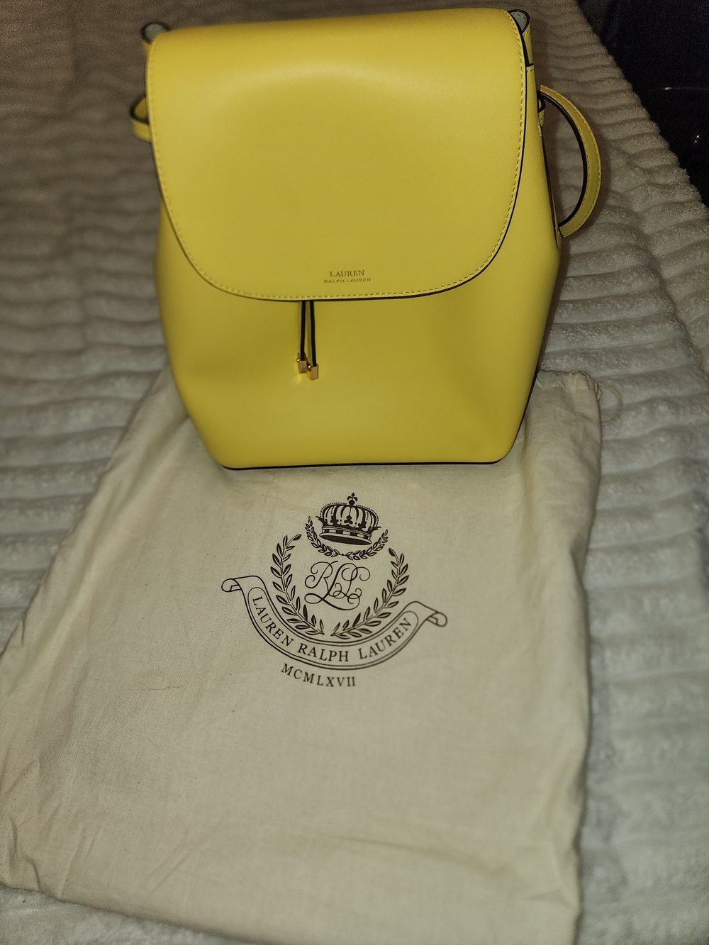 Lauren Ralph Lauren Yellow Leather Backpack Crossbody